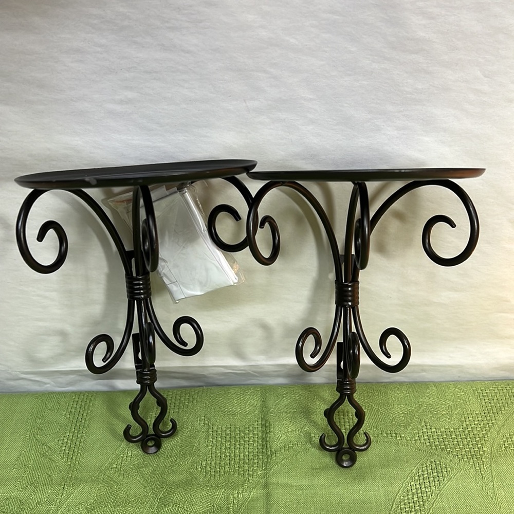 PartyLite Vintage SCROLL WROUGHT IRON WALL SCONCES-Pair